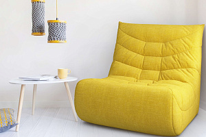 Желтое бескаркасное кресло Смайл для детской 